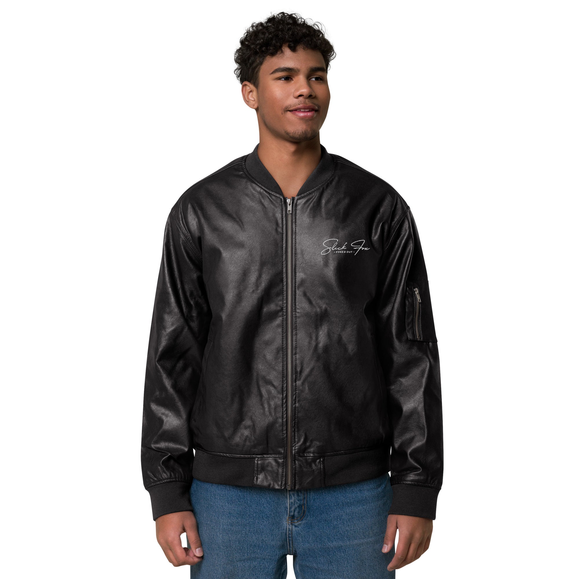 Slick Fox Leather Bomber Jacket